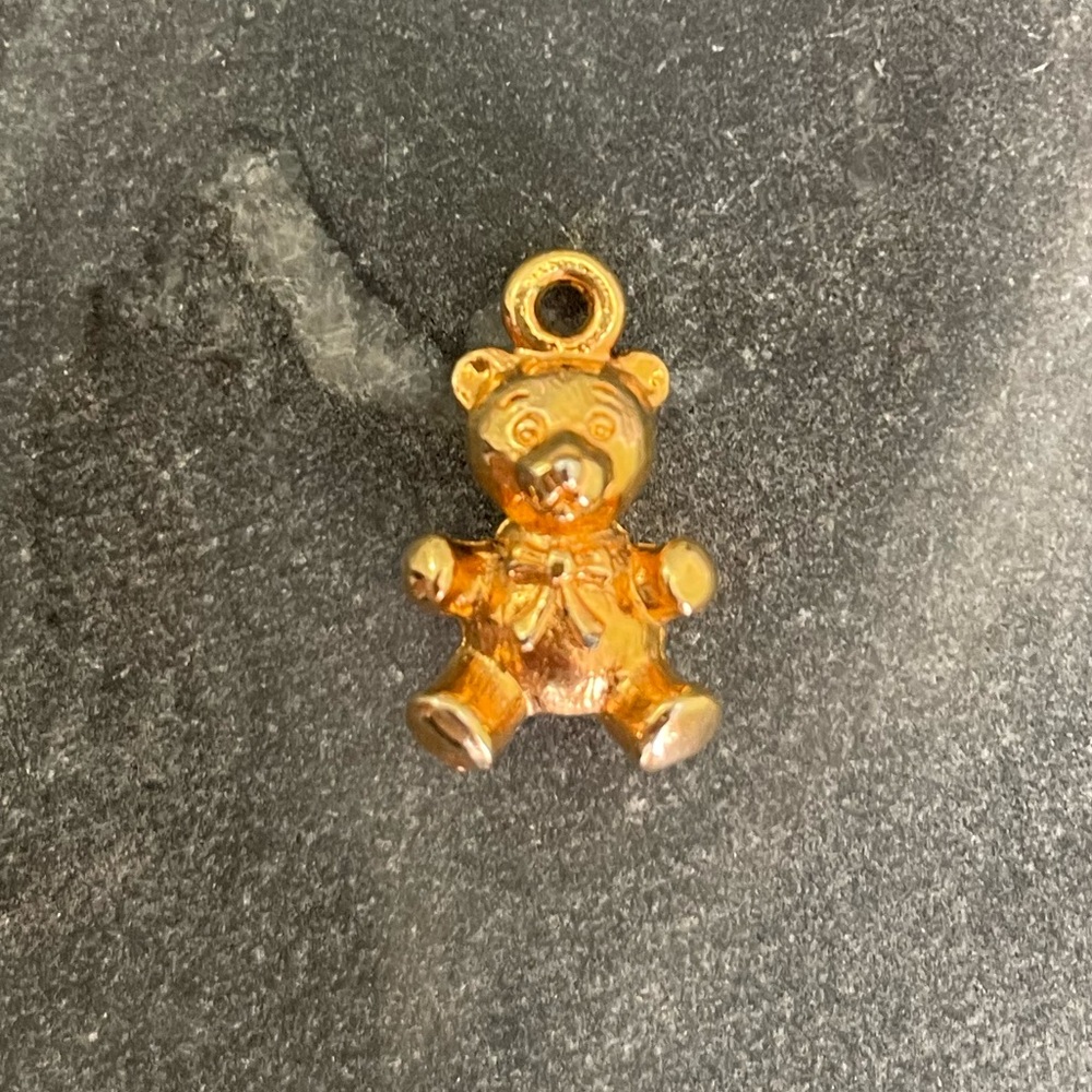 Vintage Gold Teddy Bear Charm Pendant